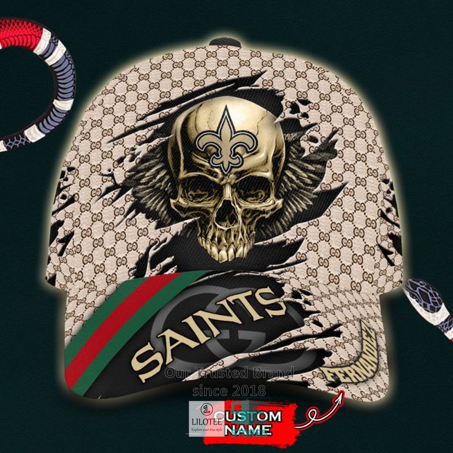 NFL New Orleans Saints Skull Custom Name Gucci Cap 9