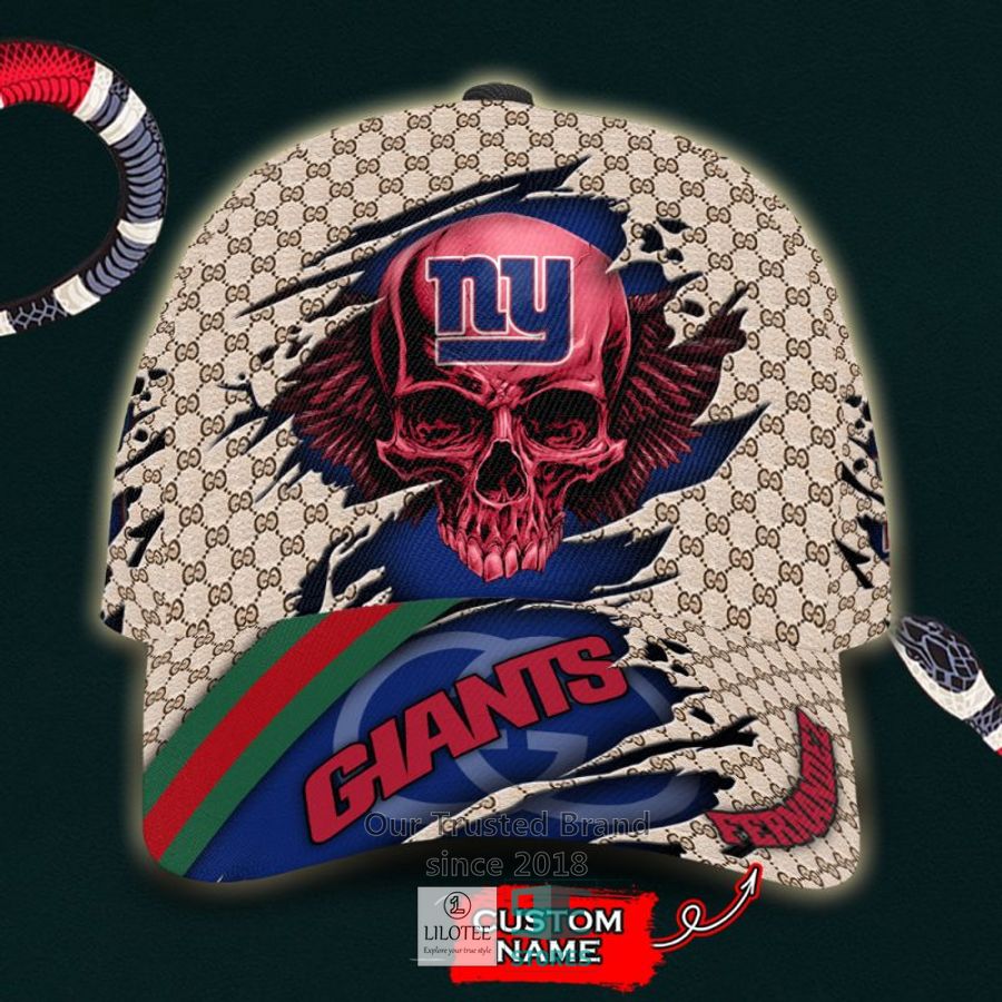 NFL New York Giants Skull Custom Name Gucci Cap 9