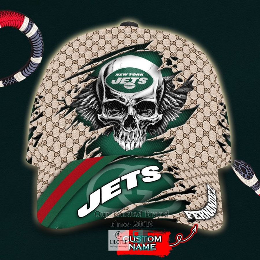 NFL New York Jets Skull Custom Name Gucci Cap 9
