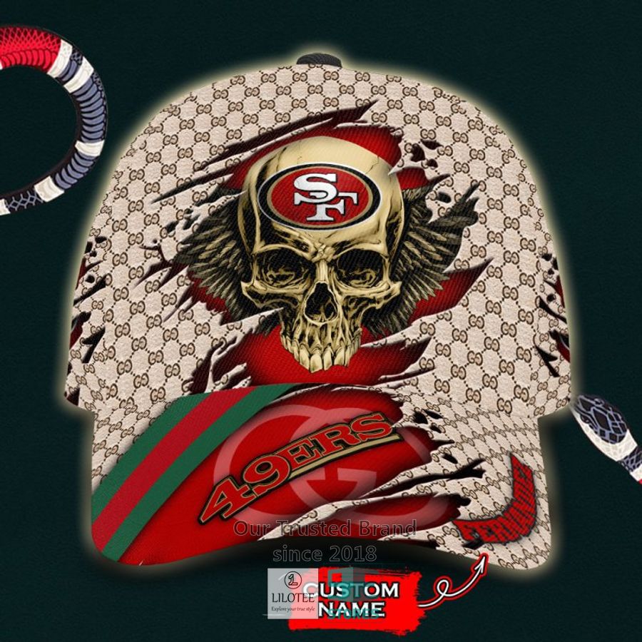 NFL San Francisco 49ers Skull Custom Name Gucci Cap 9