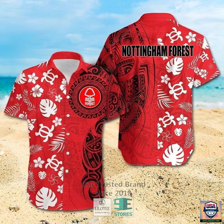 Nottingham Forest F.C Red Hawaiian Shirt, Short 4