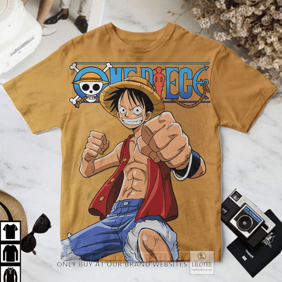 One Piece Monkey D. Luffy Art brown T-Shirt 3