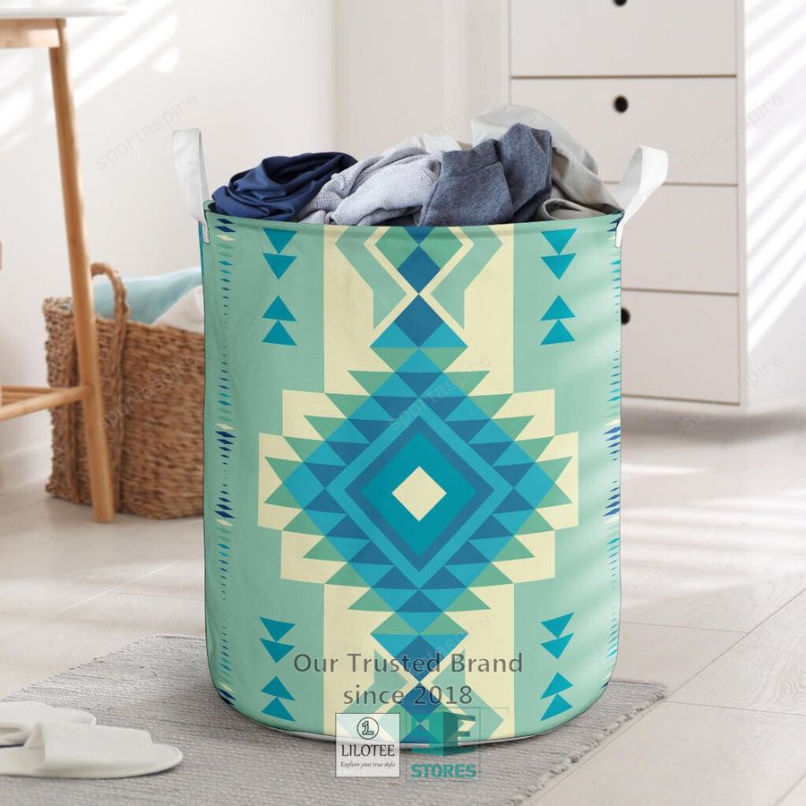 Pattern Ethnic Native American Blue Laundry Basket 1