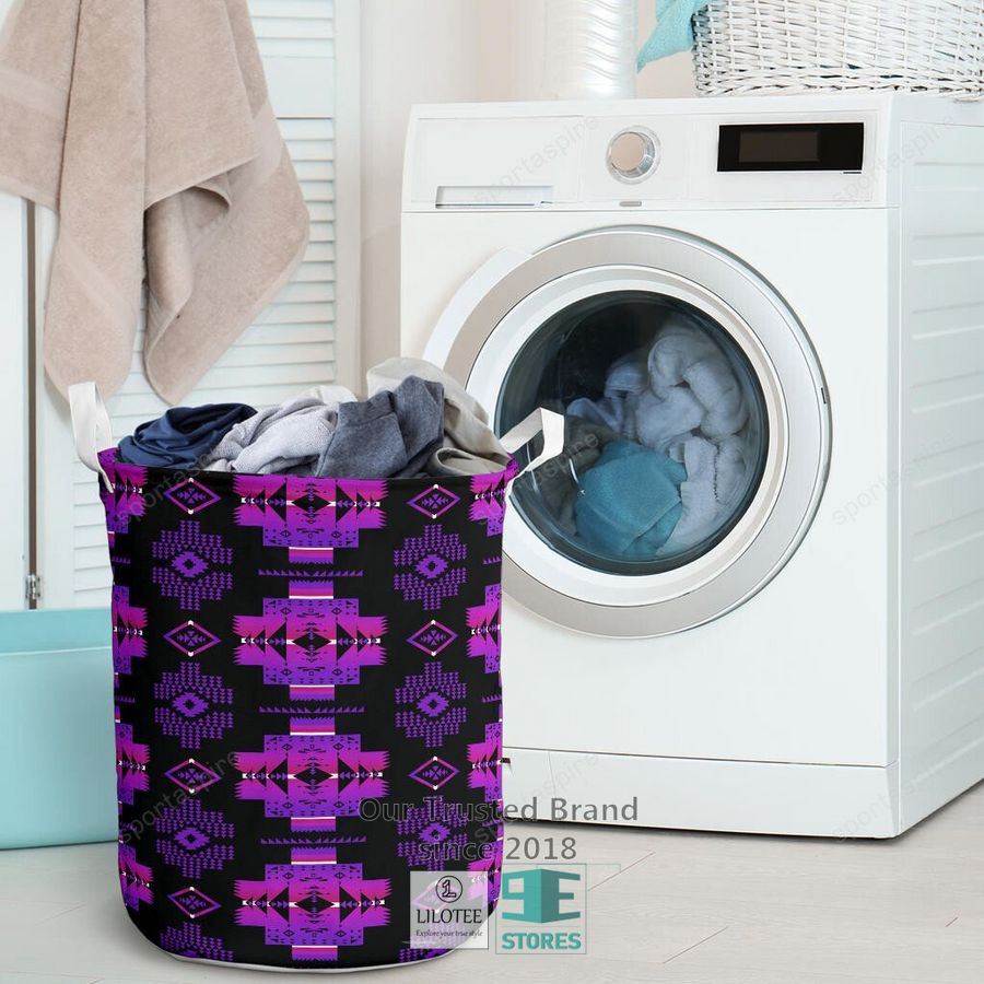 Pattern Native American Black Purple Laundry Basket 3
