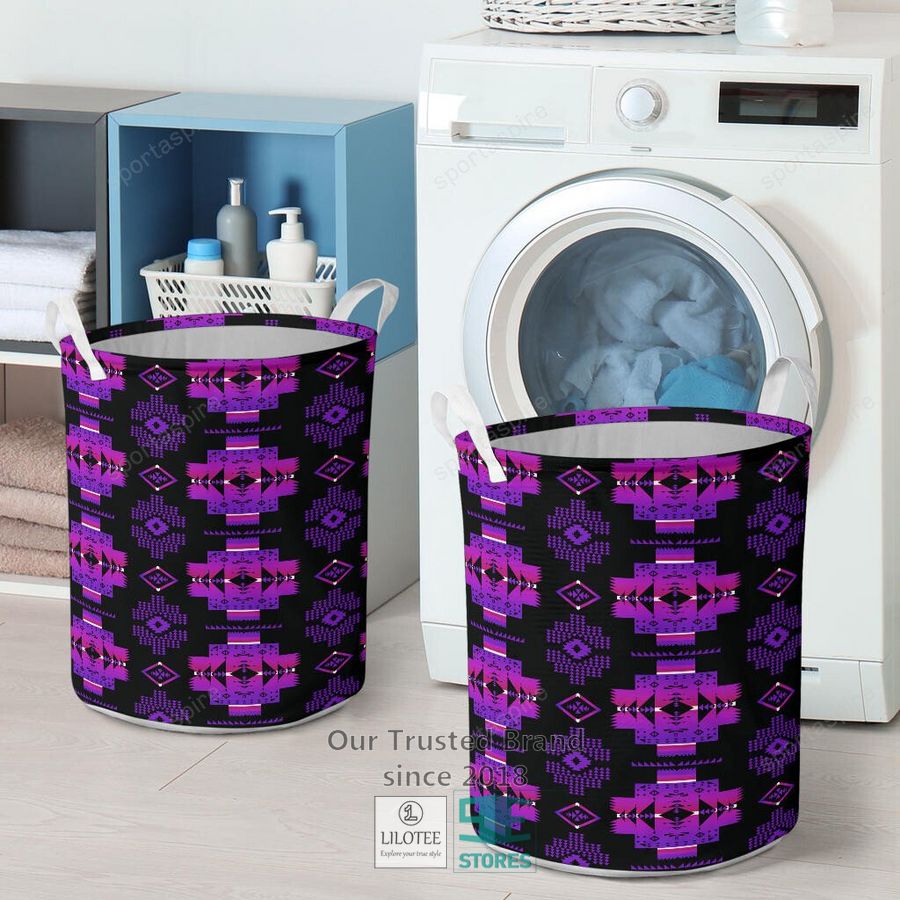 Pattern Native American Black Purple Laundry Basket 4
