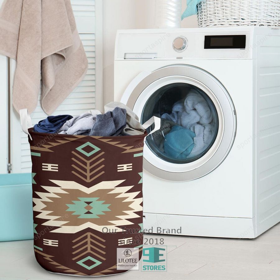 Pattern Native American Brown Laundry Basket 3