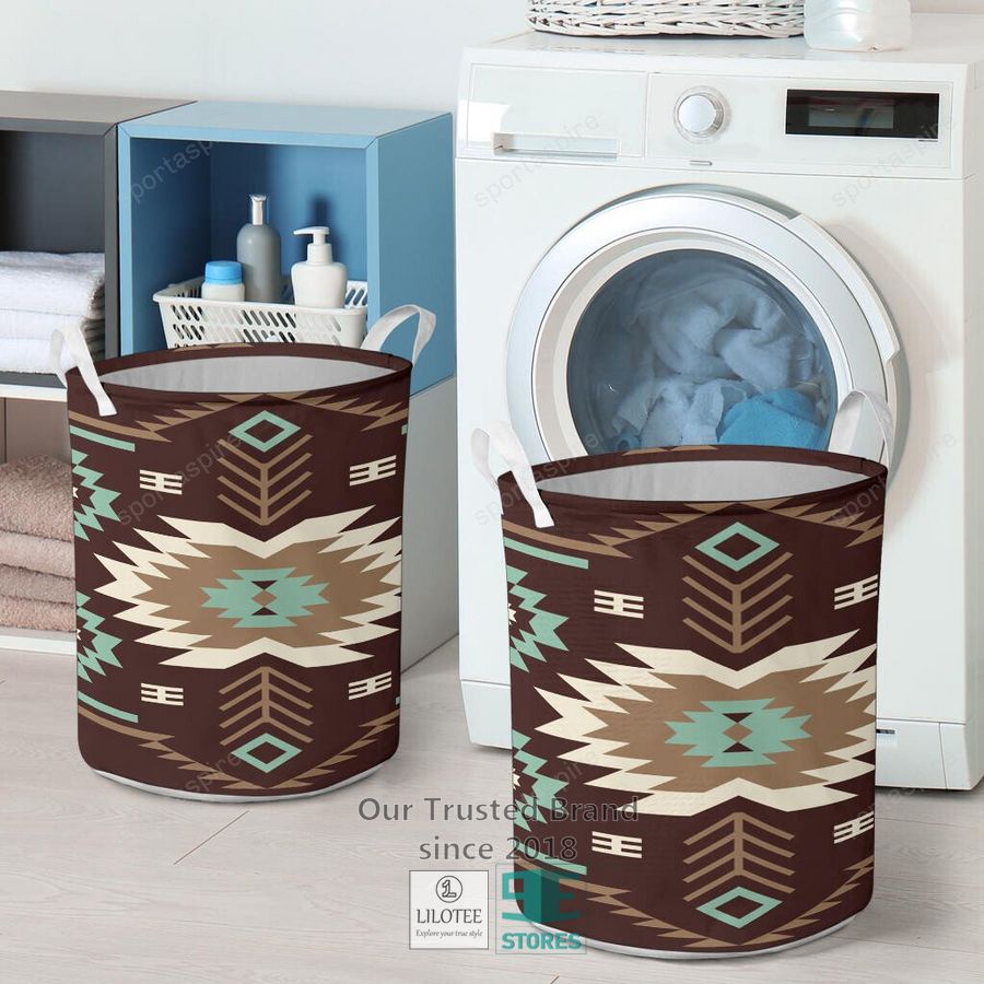 Pattern Native American Brown Laundry Basket 4