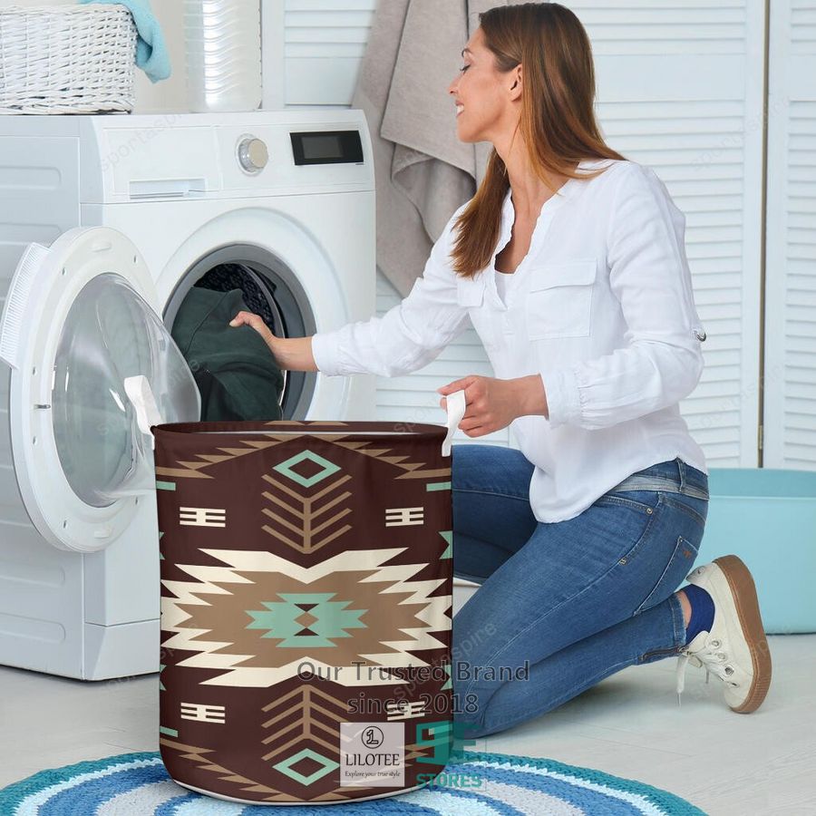 Pattern Native American Brown Laundry Basket 6