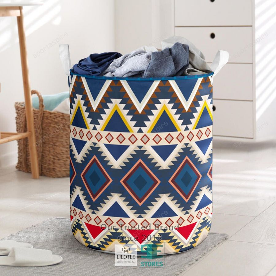 Pattern Native American Navy Laundry Basket 1