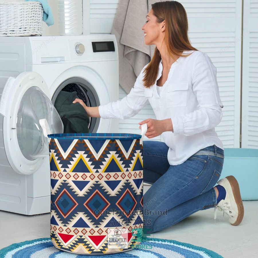 Pattern Native American Navy Laundry Basket 6