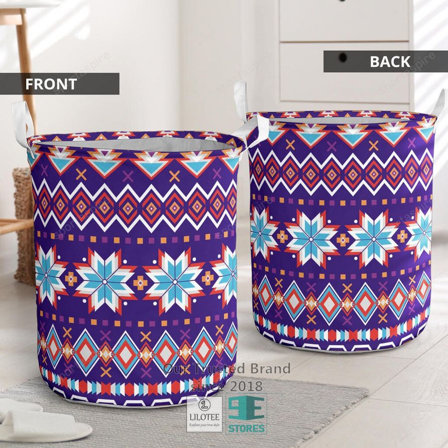 Pattern Native American Purple Laundry Basket 2