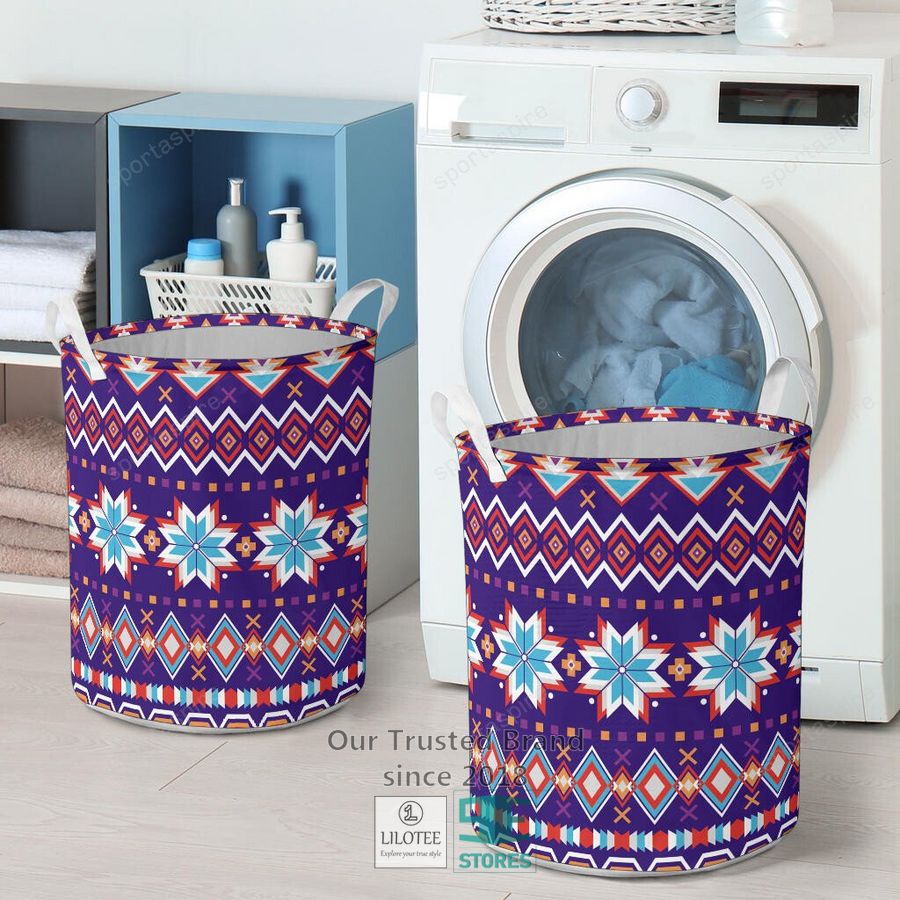 Pattern Native American Purple Laundry Basket 4