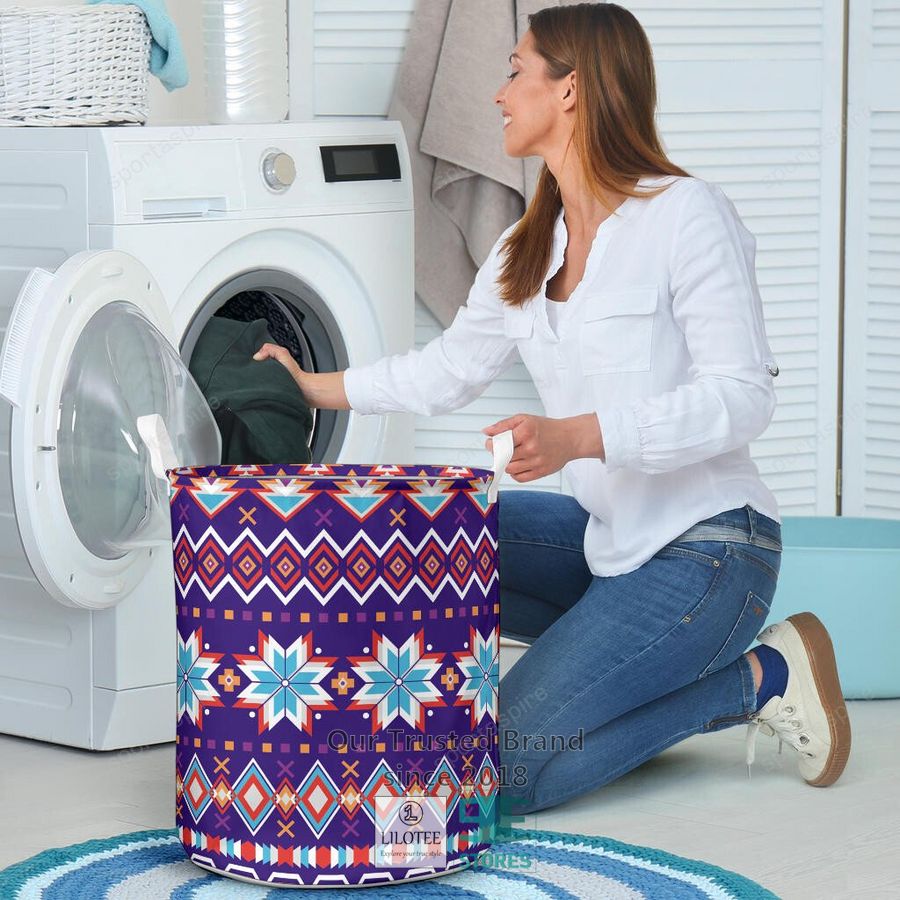 Pattern Native American Purple Laundry Basket 6