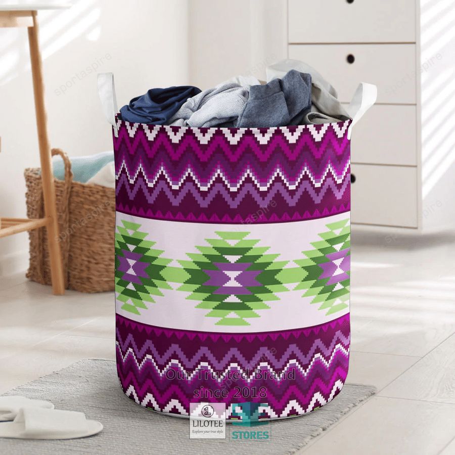Pattern Native American Purple White Laundry Basket