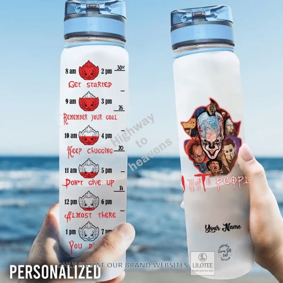Personalized Horror character I hate people Water bottle 2