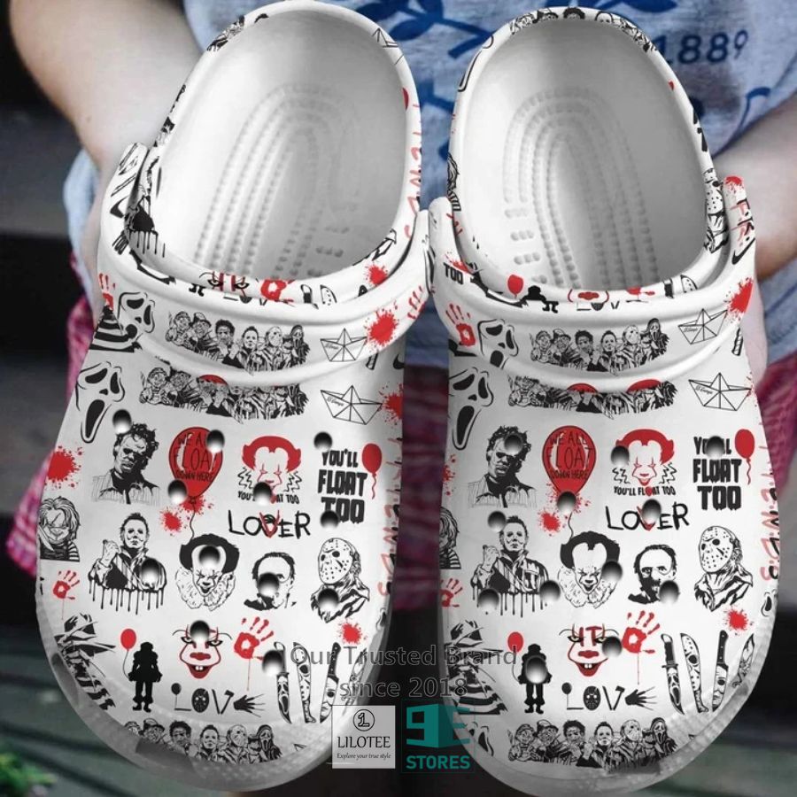 Personalized Horror Characters pattern white Crocs Crocband Clog 3