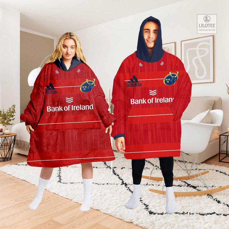 Alternative view of Personalized Ireland Munster Rugby Blanket Hoodie