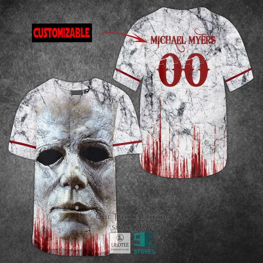 Personalized Michael Myers 3d face Blood Horror Movie Baseball Jersey 2