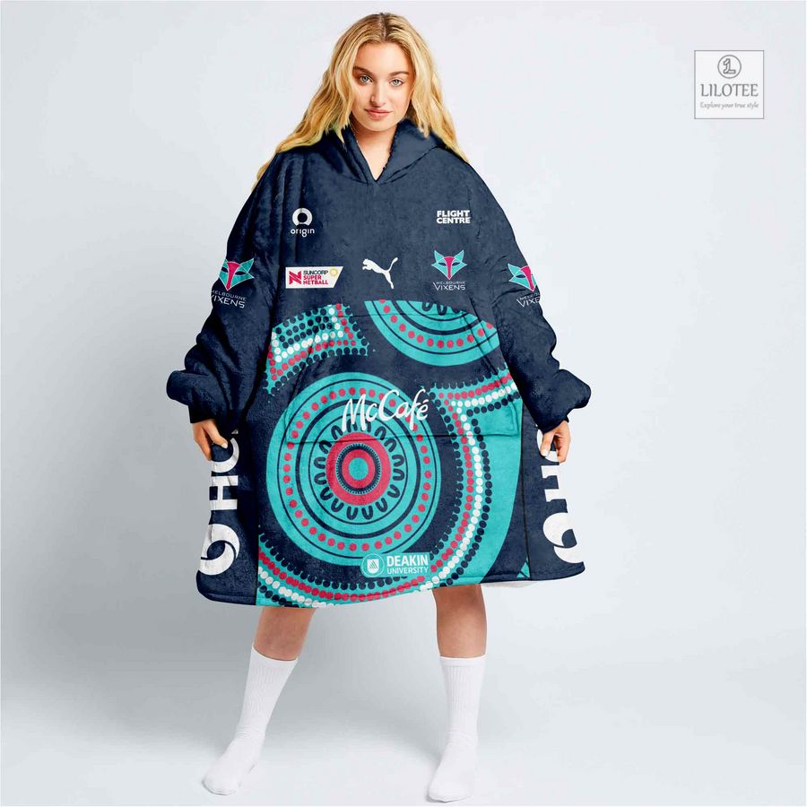 Personalized Netball Melbourne Vixens Indigenous Blanket Hoodie 11