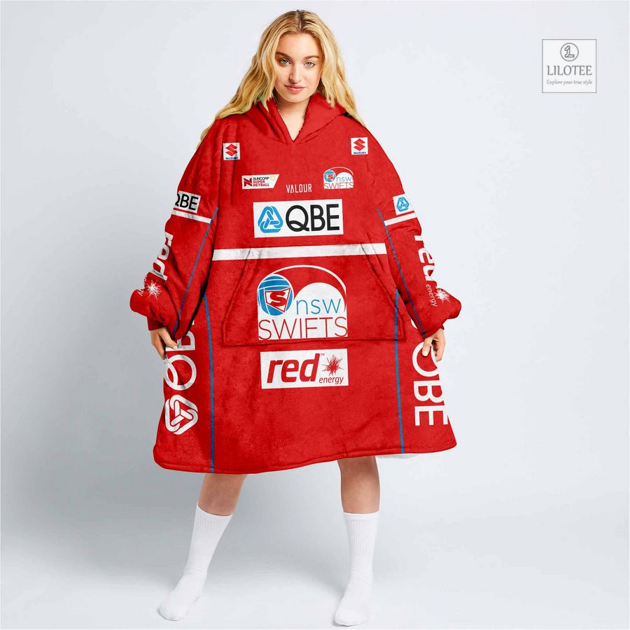 Personalized Netball New South Wales Swifts Blanket Hoodie 16