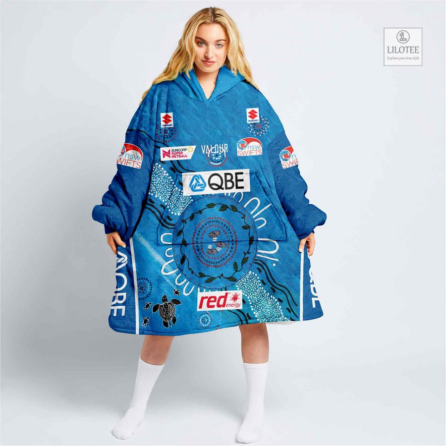 Personalized Netball New South Wales Swifts Indigenous Blanket Hoodie 11