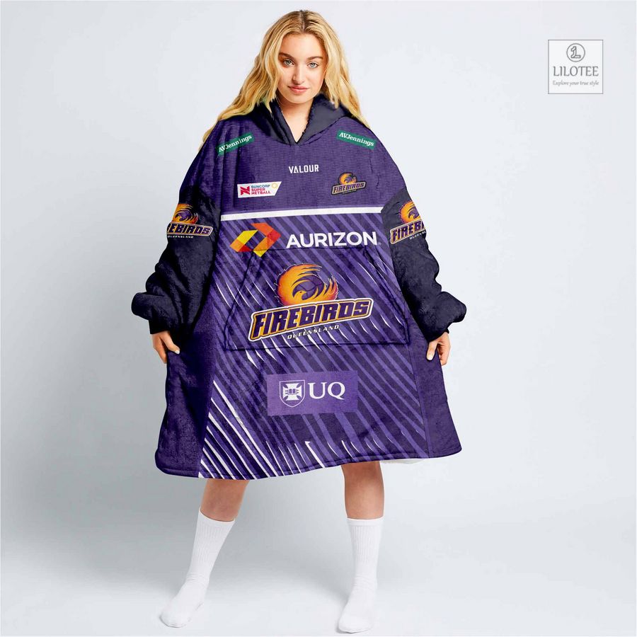 Personalized Netball Queensland Firebirds Blanket Hoodie 11