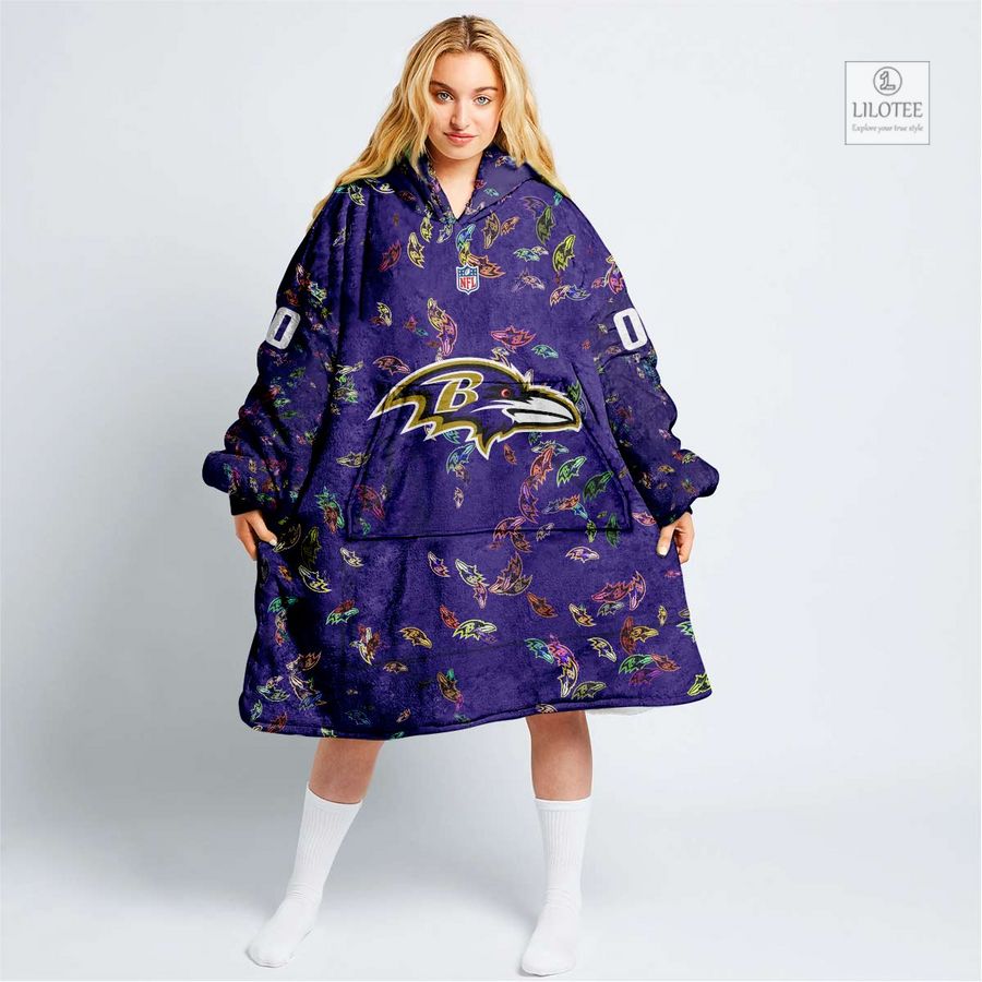 Personalized NFL Baltimore Ravens Blanket Hoodie 11