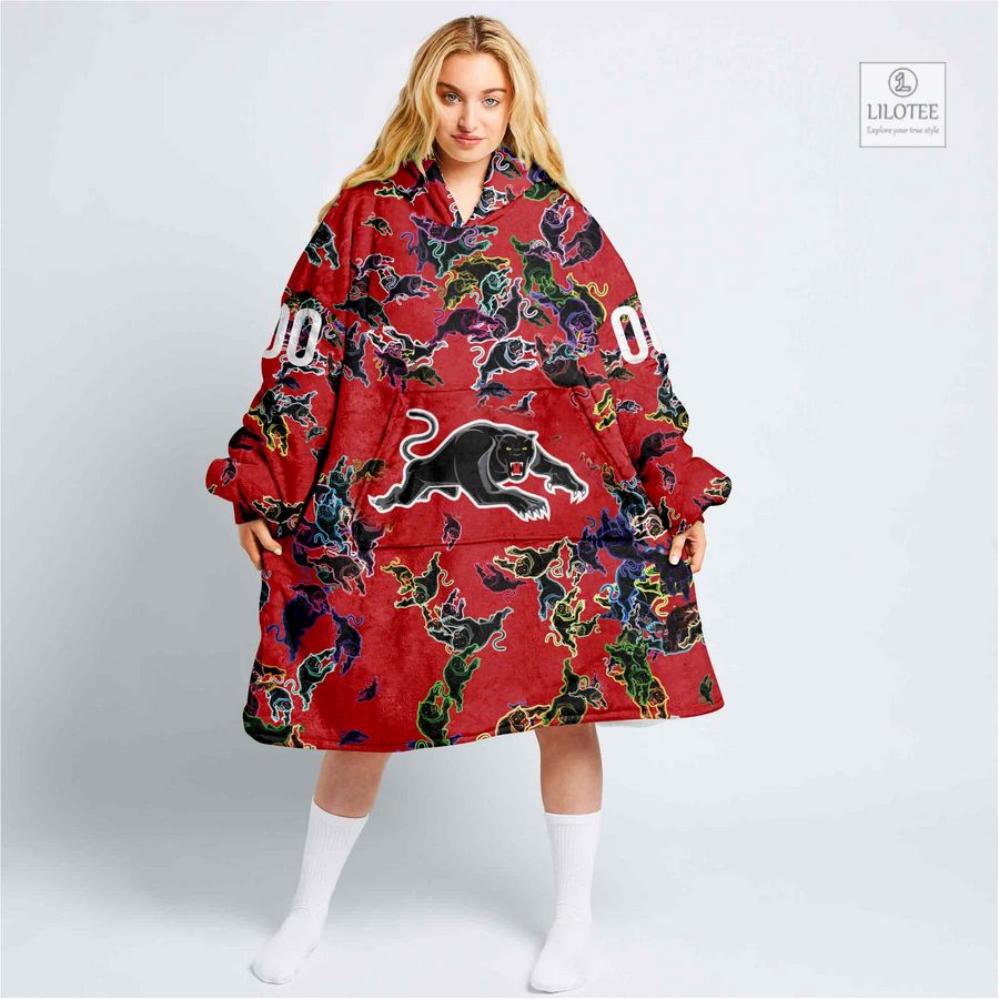 Personalized NRL Penrith Panthers Blanket Hoodie 11
