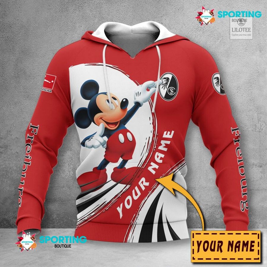 Alternative view of Personalized SC Freiburg Mickey Mouse 3D Shirt, hoodie