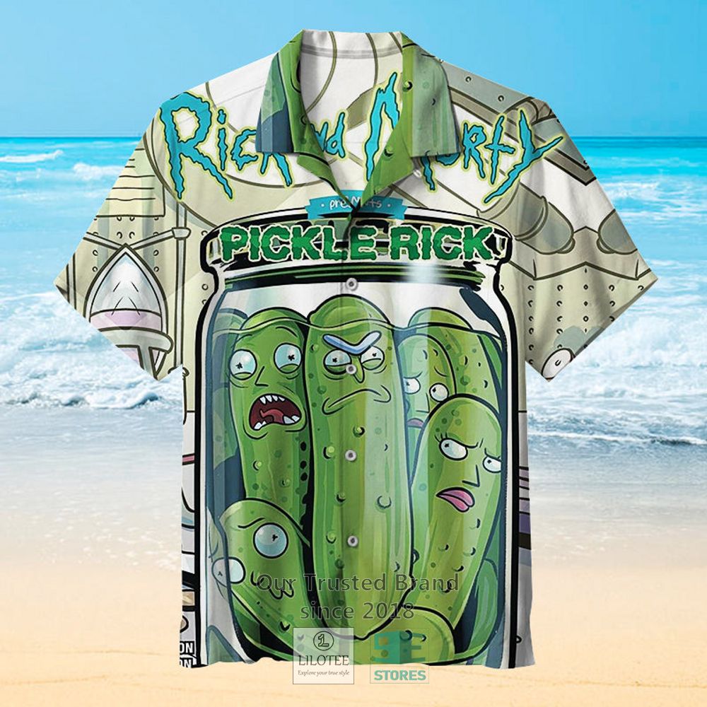 Pickle Rick Cartoon Hawaiian Shirt 1