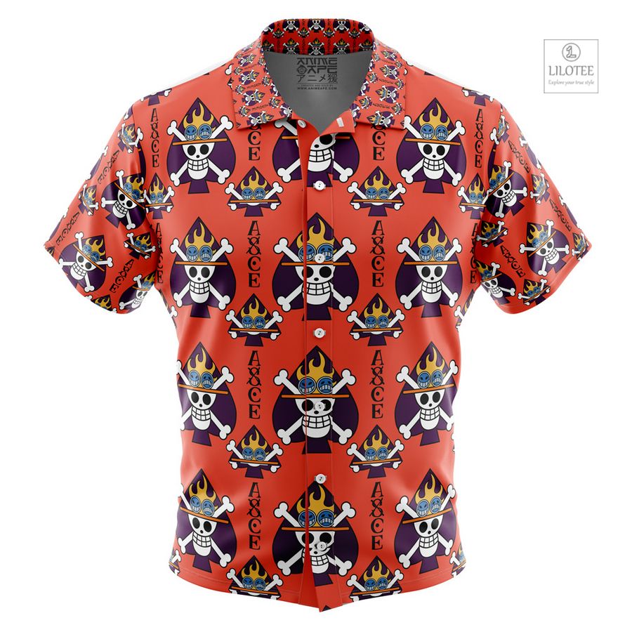Portgas D. Ace Jolly Roger One Piece Short Sleeve Hawaiian Shirt 9