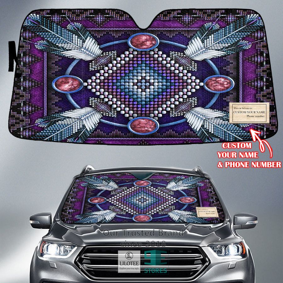 Purple Tribe Native American Custom Name Car Sun Shades 4