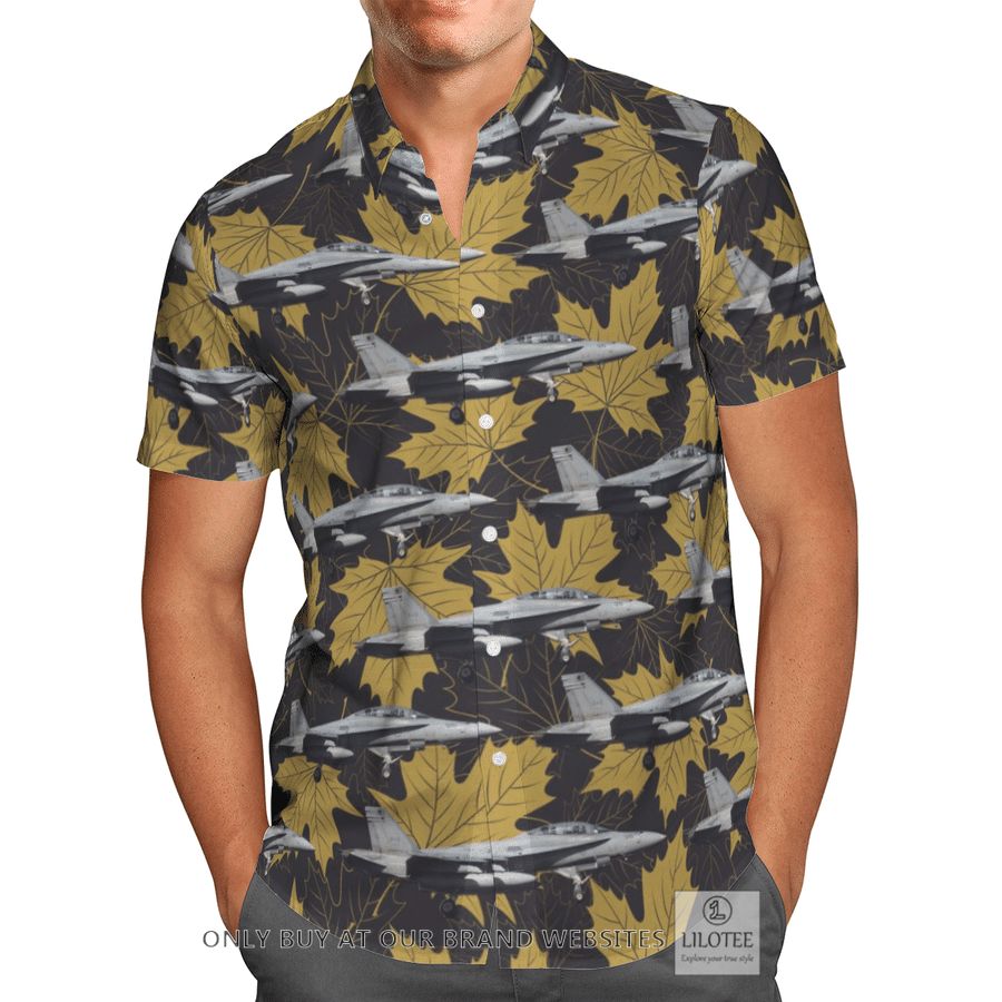 RCAF McDonnell Douglas CF-188A Hornet Short Sleeve Hawaiian Shirt 3 RCAF McDonnell Douglas CF-188A Hornet Short Sleeve Hawaiian Shirt - Image 3