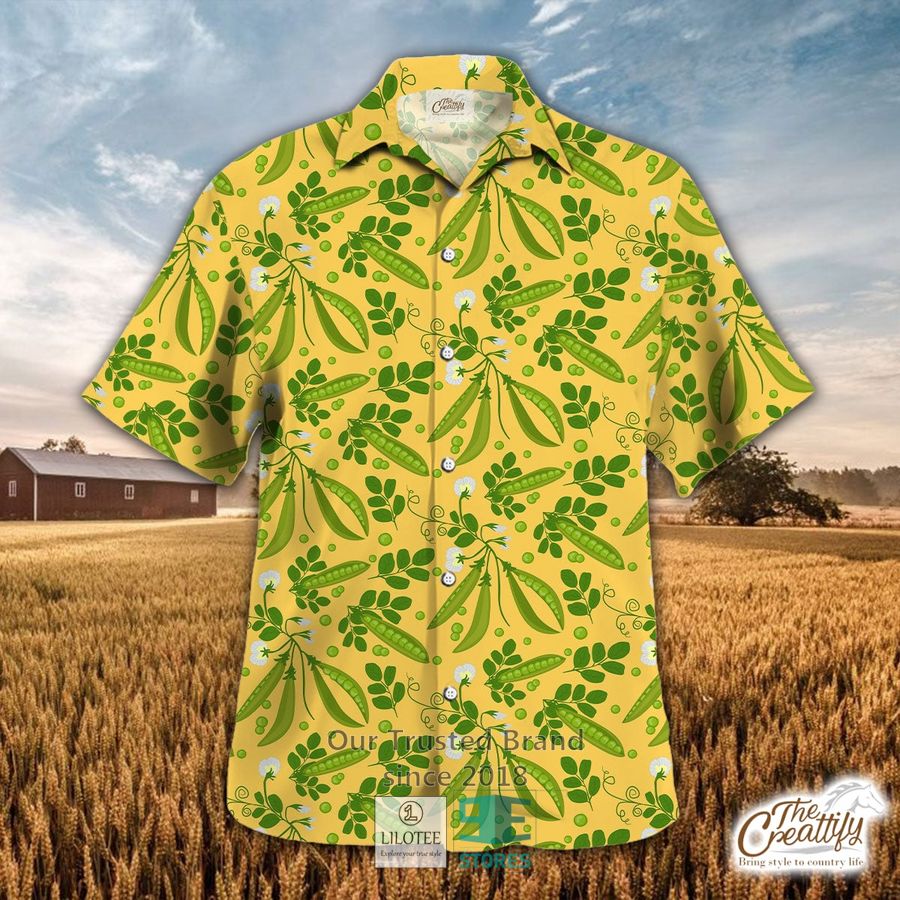 Ripe Green Peas Pattern Yellow Background Hawaiian Shirt 9