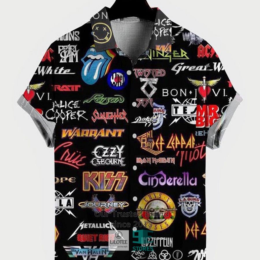 Rock And Roll Punk Print Pocket Lapel Hawaiian Shirt 4
