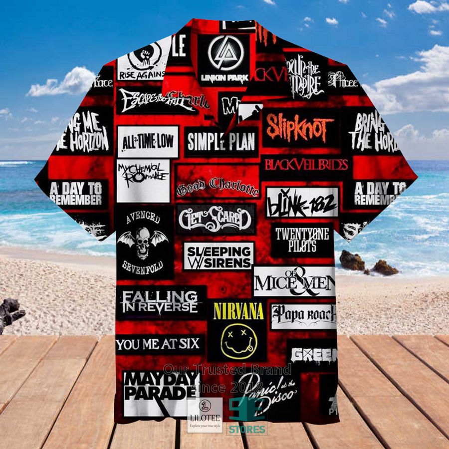 Rock Band Collage red Hawaiian Shirt 2