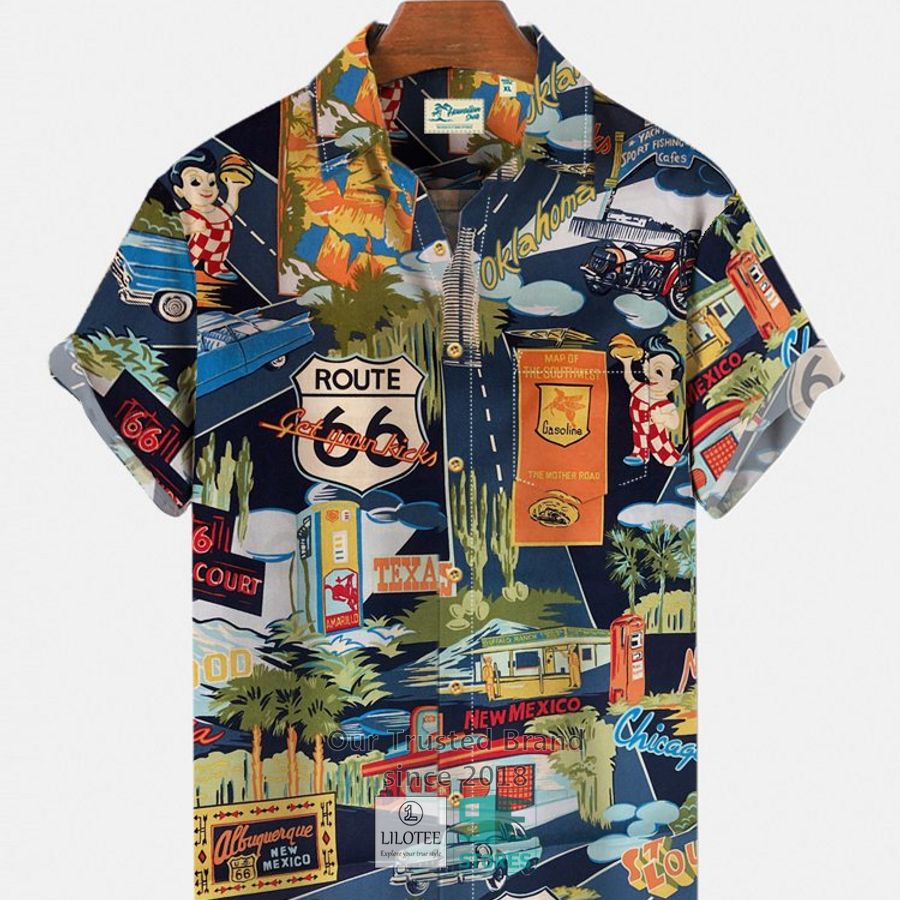 Route 66 Classic Car Quick Dry Wrinkle Hawaiian Shirt 2