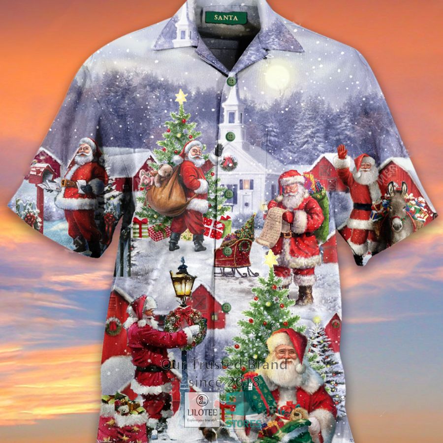 Santa Print Casual Breathable Hawaiian Shirt 4