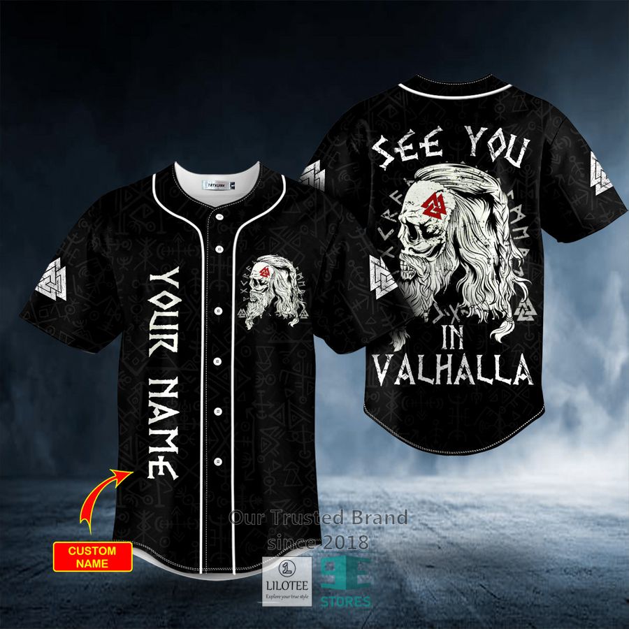 See You In Valhalla Valknut Viking Skull Custom Baseball Jersey 9