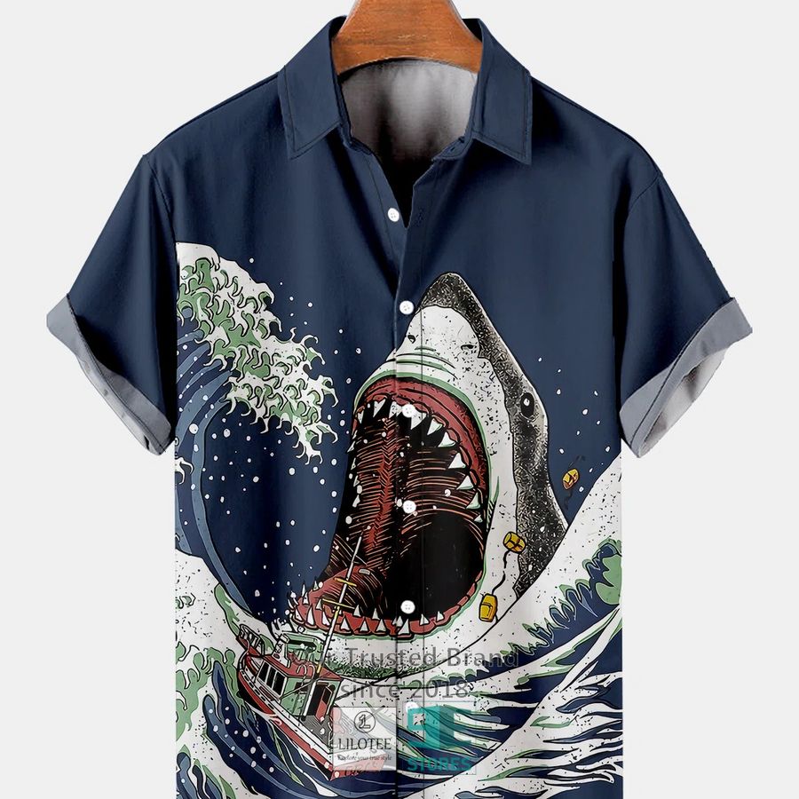 Shark Wave Print Hawaiian Shirt 3