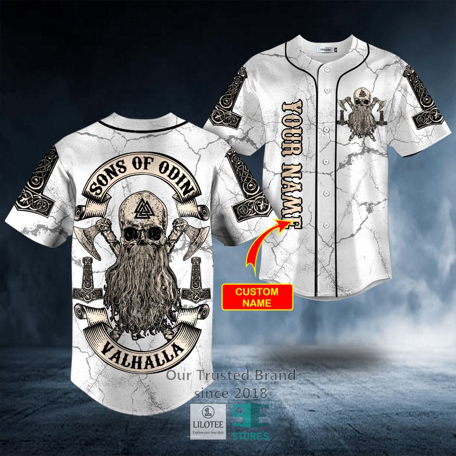 Son of Odin Valhalla Viking Axe Skull Custom Baseball Jersey 8