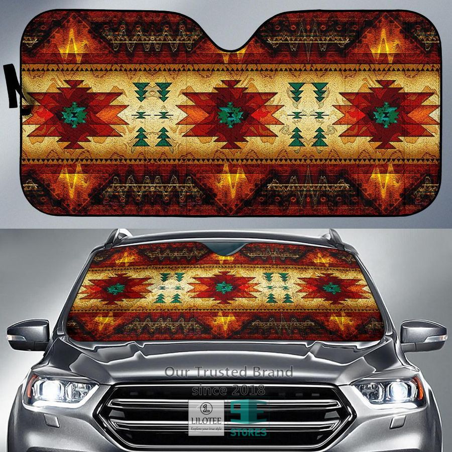 Southwest Brown Symbol Native American Design Car Sun Shades 1