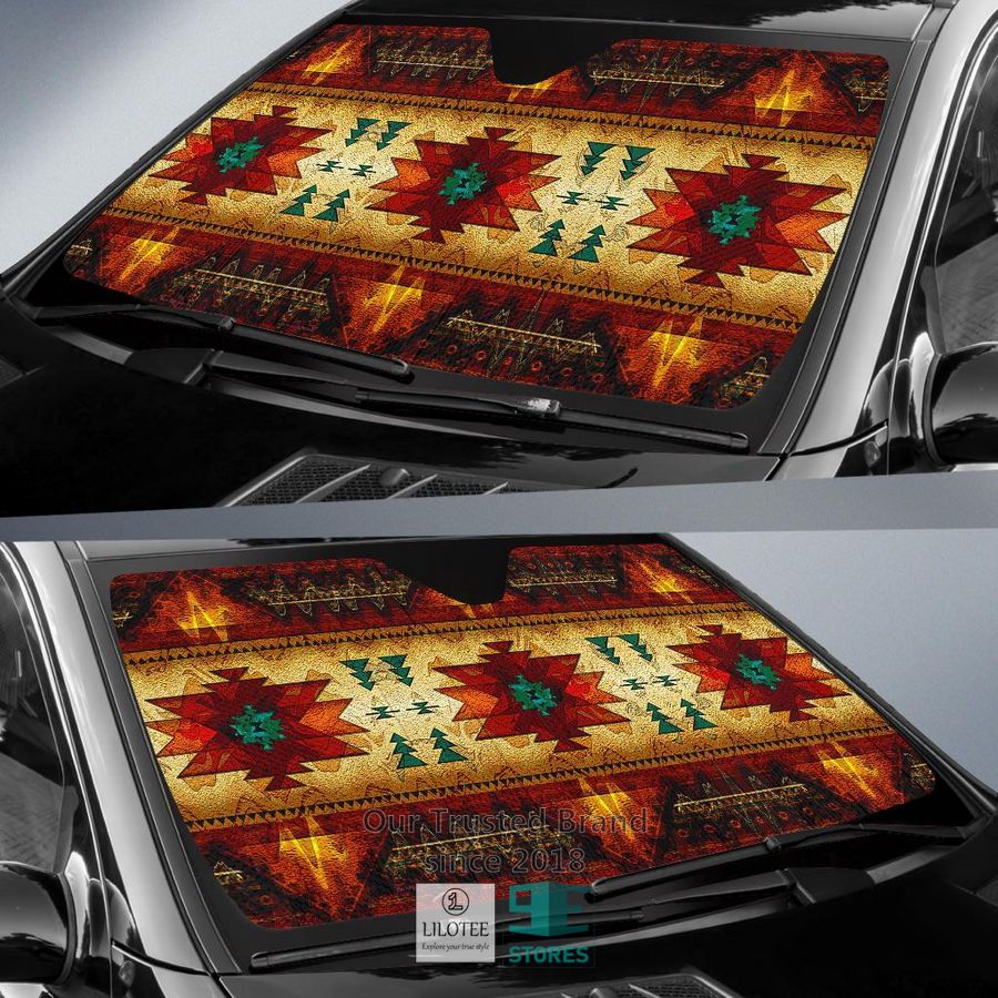 Southwest Brown Symbol Native American Design Car Sun Shades 2