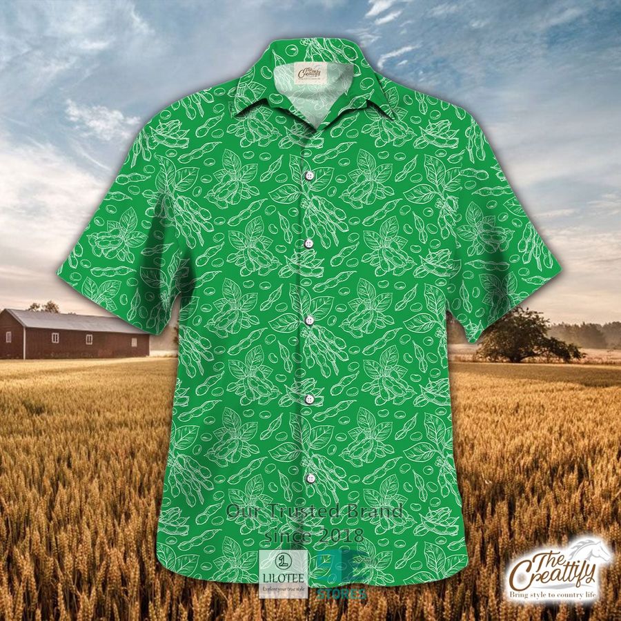 Soybean Pattern Green Hawaiian Shirt 9