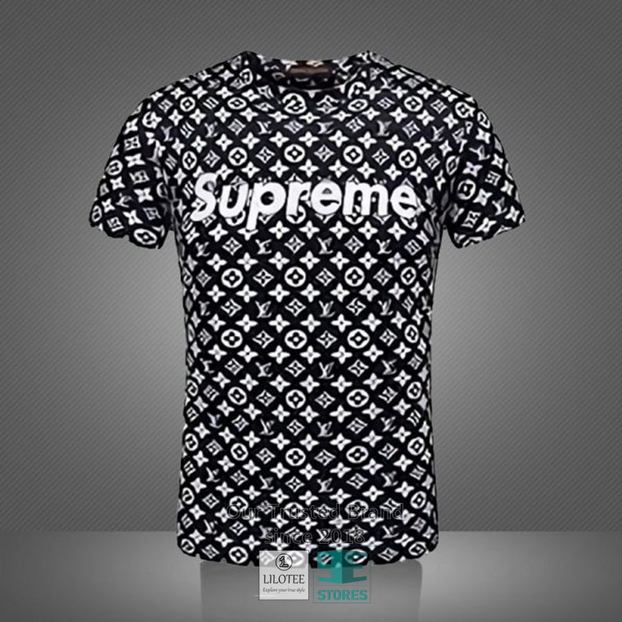 Supreme Louis Vuitton Pattern White Black 3D T-Shirt 5