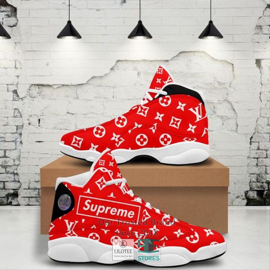 Supreme Louis Vuitton Red Air Jordan 13 Sneaker Shoes 3