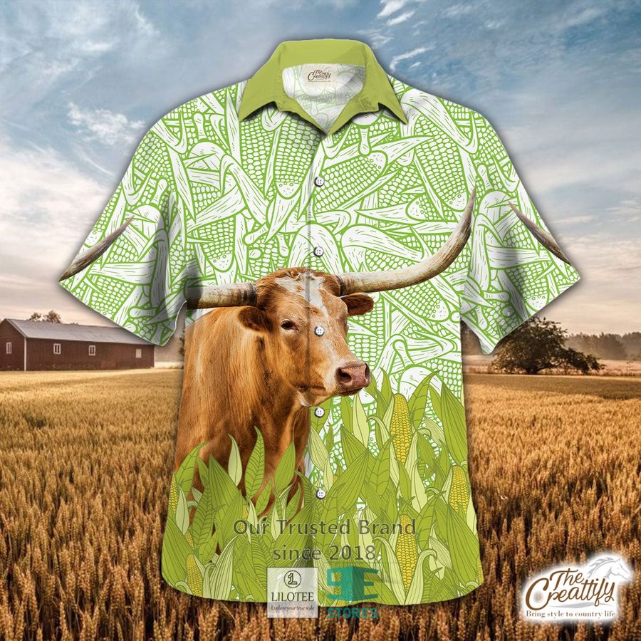 Texas Longhorn And Corn Pattern Hawaiian Shirt 13