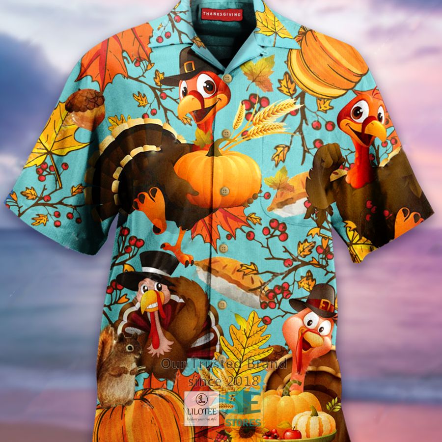 Thanksgiving Turkey Print CBreathable Hawaiian Shirt 3