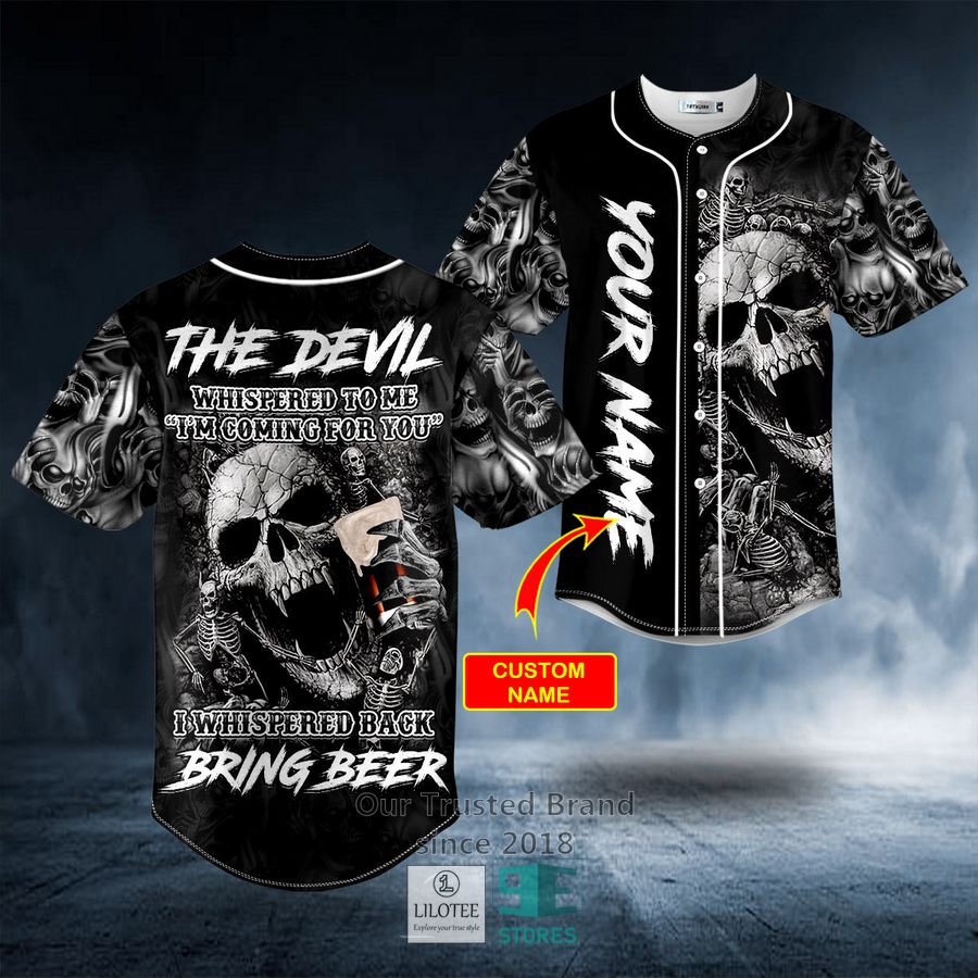 The Devil Whisper To Me Scream Breakthrough Beer Skull Custom Baseball Jersey 9