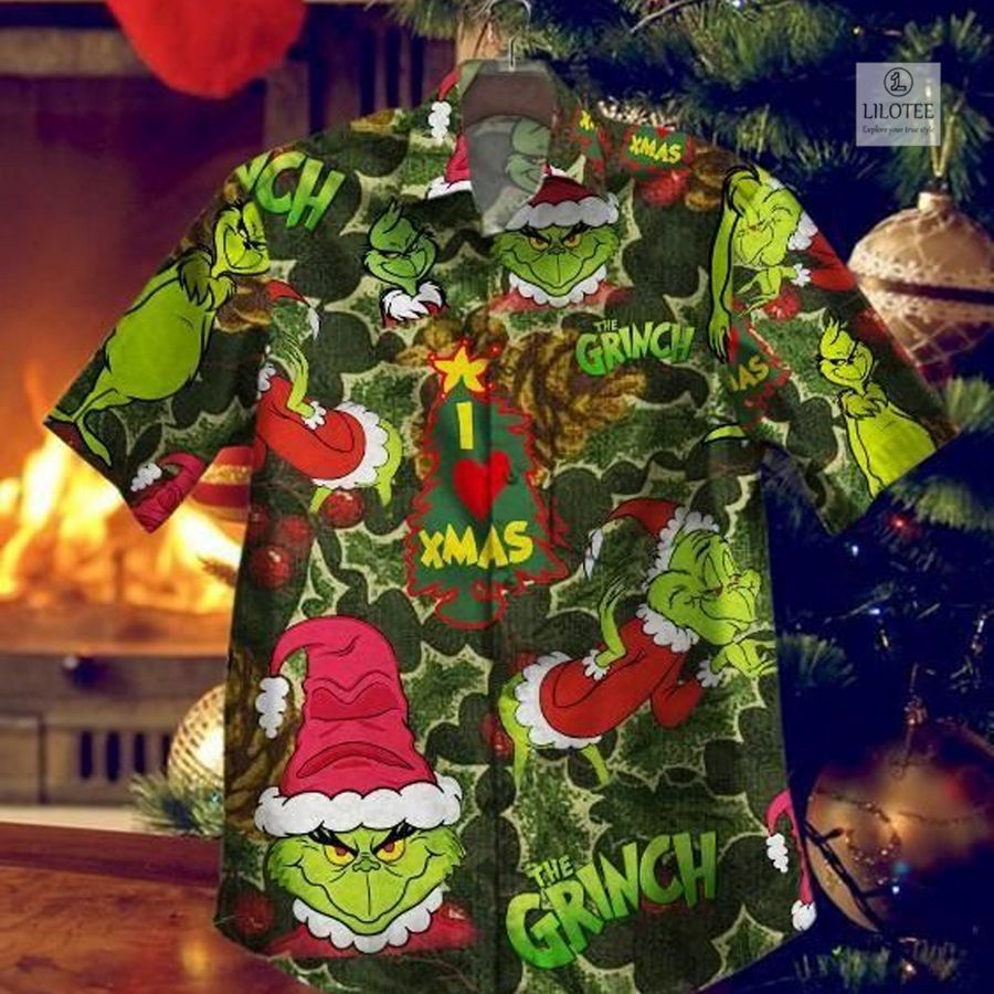 The Grinch I love Xmas Casual Hawaiian Shirt 2